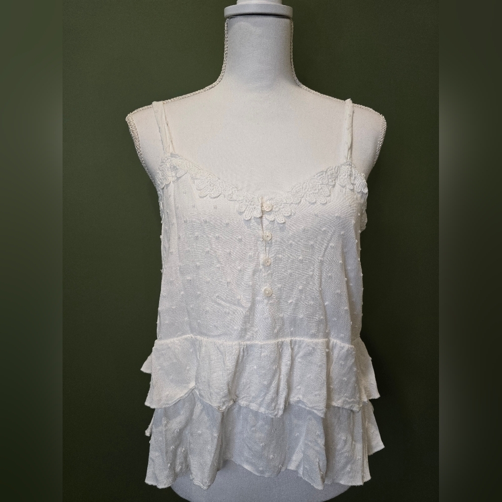 Urban Romantics White Lace Trimmed Women's Top